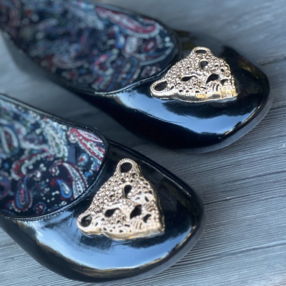 385 Fifth Patent Leather Leopard Embellished Ballet Flats – Size 7.5 - Picture 3 of 6